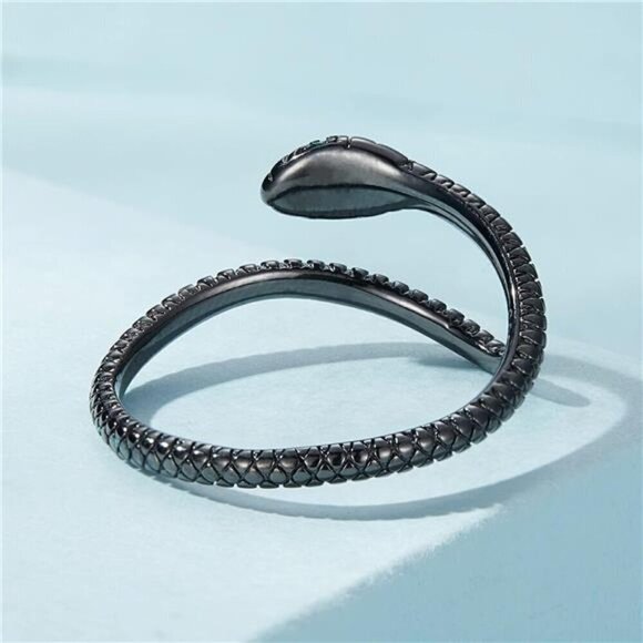 Adjustable Snake Ring Silver 925 Sterling Heart Cross Jewelry - Picture 4 of 7